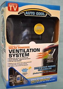 Auto Cool Solar Powered Ventilation System TV Bonus Car Cup Organize Hot AIR OUT