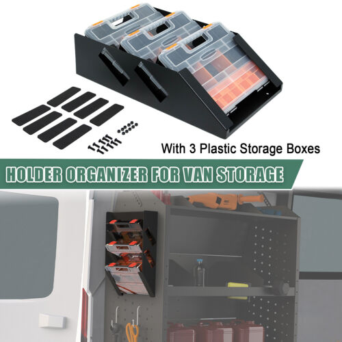 Van Shelving Storage Tool Box w/3 Plastic Storage Box+1 Hanging Organizer Holder