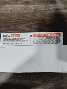 Home Depot Coupon 10% off Coupon Or 24 Months/In-Store or Online/Exp 5/31/24