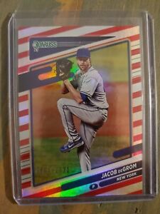 Jacob deGrom Lot: Red Donruss Parallel #/2021 and Topps Heritage Die Cut