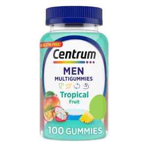 Centrum Men's Multivitamin Gummies, Tropical Fruit 100 Count 1 each Gelatin free