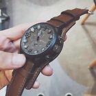 Military Style Men Quartz Watch PU Leather Strap Alloy Watch Fashion Gift New