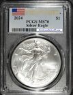 2024 PCGS MS 70 Flag Label American Silver Eagle ☆☆ First Strike ☆☆