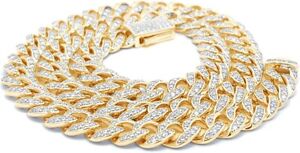 6mm Miami Cuban Link Chain MOISSANITE 14k Gold Plated Solid Silver Necklace 20
