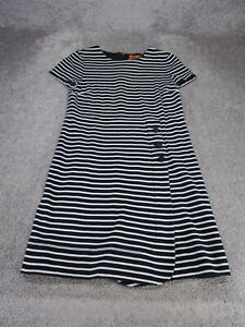Tory Burch Shift Dress Womens Large Short Sleeve Striped Navy Cotton