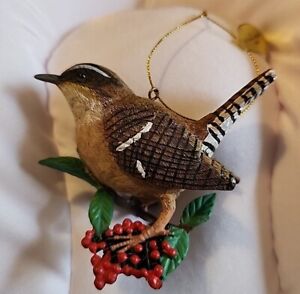 Danbury Mint hand painted songbird Christmas Ornament - Carolina Wren