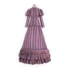 Victorian Women Strpied Dress Civil War Dress Reenactment Theater Costume Gown