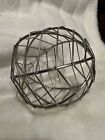 Geometric Mid Century Wire Orb Sculpture Modernist Design Silver Approx 7”