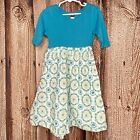 Tea Collection Spring Teal Lined Dress 3/4 Sleeve Girl’s Size 7
