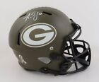 Aaron Jones Signed Green Bay Packers Salute to Service Replica NFL Helmet w/ COA