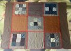 Vtg Handmade Wool Patchwork Quilt Throw Lap Blanket ~ Hand Stitched