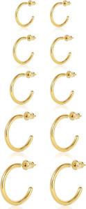 Lightweight Small Gold Hoop Earrings for Women, 14K Gold Open Huggie Hoop Earrin