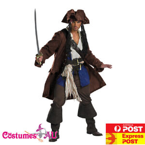 Mens Jack Sparrow Costume Pirates Of The Caribbean Captain Adult Book Week