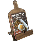 Rustic Burnt Wood Cutting Board Shaped Recipe Book Holder w/ Adjustable Stand