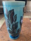 ROOKWOOD pottery vase 1945 Glossy Crackle 91/4”H Turquoise/Black Signed? XLV