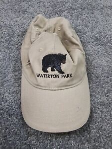 Vintage Dad Hat Sportsman Cap Tan Beige Black Bear Embroidered Waterton Park Y2K