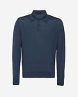 $1150 Prada Men's Blue Solid Wool Polo Knit T-Shirt Solid Sweater US 42/EU 52