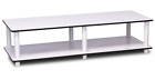 TV Stand White Wide Table Low Functional Modern Sturdy Entertainment Center DVD