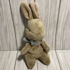 Maileg Plush Brown Tan Bunny Rabbit Beanbag Stuffed Animal 8” Blue Ribbon
