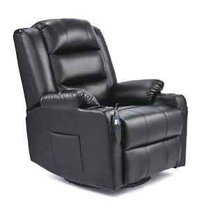 Large Electric Full Body 8-Nodes Massage&Heating Chair Leather Recliner Sofa Big