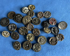 28 Victorian Metal Buttons, Some Picture Buttons 14mm to 18mm