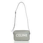 CELINE 1600$ Pale Grey Medium Messenger Bag - Logo Print, Smooth Calfskin