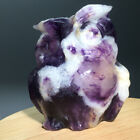 168g Natural Crystal.fluorite.Hand-carved. Exquisite owl.Animal statues A37