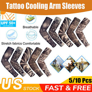 5/10Pcs Tattoo Cooling Arm Sleeves Cover Basketball Golf Sport UV Sun Protection