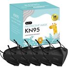 MOORAY Kids KN95 Mask 25 Pack ,Black KN95 Mask 5-Layer with Adjustable Ear Loop