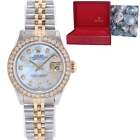 Diamond Ladies Rolex DateJust 26mm 69173 MOP Two Tone Gold Mother of Pearl Watch