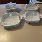 Corning Ware Blue Cornflower Set of 4 Dishes A-11-11 A-1-B A1-1/2 B with lids