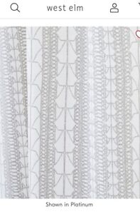 West Elm Set of 2 Echo Print Curtains, 48 x 96 in, Platinum-no lining