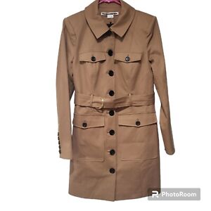 Veronica beard trench coat military style  size 4 tan belted