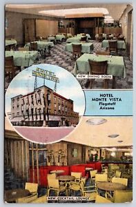 Flagstaff Arizona~Hotel Monte Vista~Interior Views~Reservation Back~1956 Linen