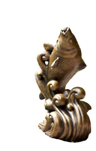 Dancing Koi Water Statue Gold Color, Fountain Water Garden Pond Spitter