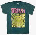 Nirvana Men's Officially Licensed Distressed Vintage Acid Wash Green Tee T-Shirt