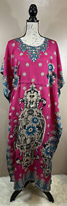 New ListingANANDAS COLLECTION HOT PINK KAFTAN/MUMU FREE SIZE 100% POLYESTER MADE IN INDIA