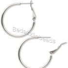 2 Stainless Surgical Steel Hoop Earrings with Hinged Leverback Latch Small- Big