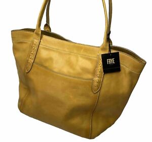 Frye Reed Tote Bag Shoulder Purse Distressed Leather Handbag CarryAll Sunflower