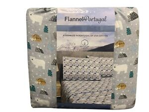Flannel From Portugal Winter Forest Flannel Sheet Set 4 Piece Full 100% Cotton