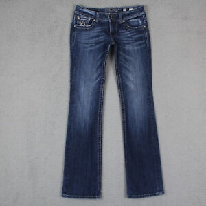 Miss Me Jeans Women's Size 29x35 Blue Denim Cotton Embellished Low Rise Bootcut