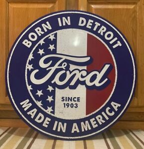 Ford Metal Sign Garage Vintage Style Wall Decor Tools Oil Gas Mustang Truck