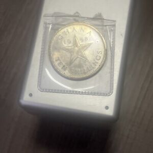 1958 Ghana 10 Shillings Lot#D7083 Large Silver Coin! Proof!