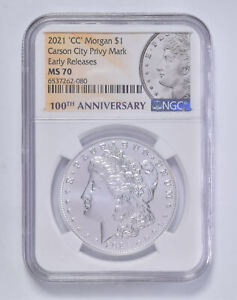 2021-CC MS70 Morgan Silver Dollar $1 NGC 100th Anniversary Lbl ER *0592