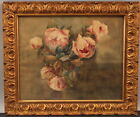 New ListingSigned Antique ML Wyckoff ROSES Flower Still Life Watercolor Painting Gilt Frame