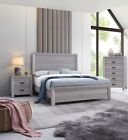 Contemporary Rustic Style 3Pc Full Size Bed Chest Nightstand Set Gray Finish