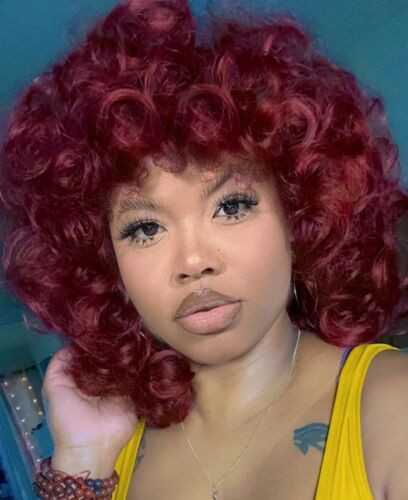 Loose Curly Wig With Bangs Burgundy Red For Black Women Fashion Burgundy Wig New