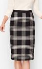 Talbots Pencil Skirt Black And White Plaid Size 6p .  Fully Lined.