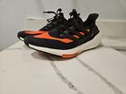 Adidas Ultraboost 21 Black Carbon Solar Red Men's Sz 10 Athletic Shoes Sneakers