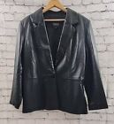 Vintage Wilsons Womens Leather Jacket Size Large Black Button Front Blazer